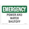 Signmission Safety Sign, OSHA EMERGENCY, 5" Height, Power And Water Shutoff, Landscape OS-EM-D-57-L-10345 - alternate 1